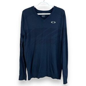 Oakley Tailored Fit V Neck Pullover Sweater Mens L Black Long Sleeve‎ Nylon